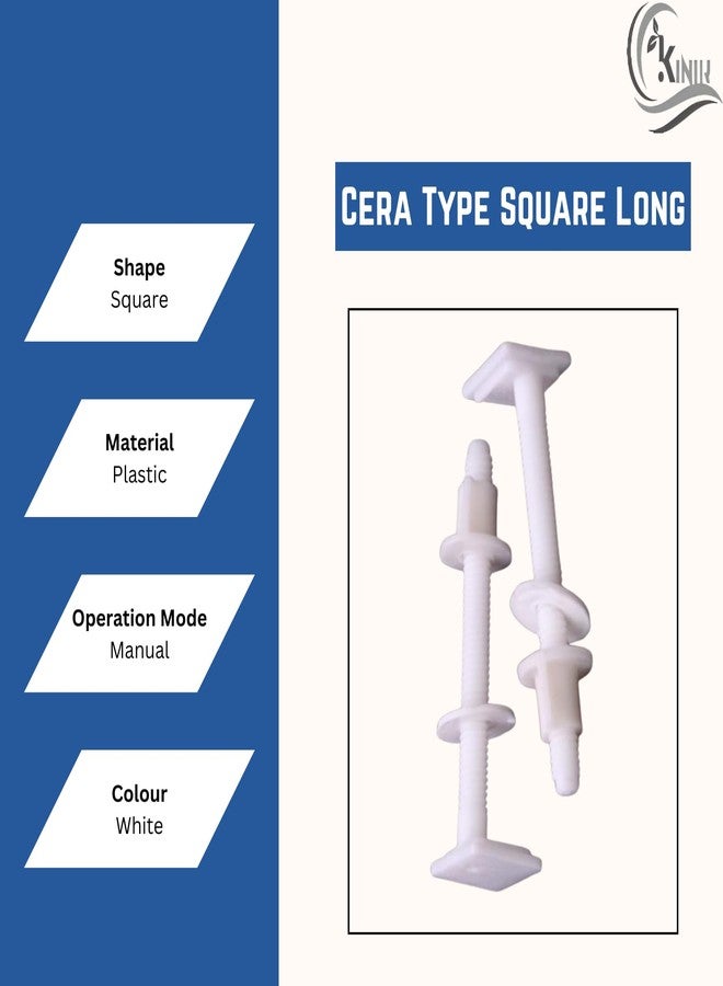 KINIK Plastic Toilet Seat Cover Hinges - CERA Type | Square Long Clamp Replacement Hinges for Toilet Seats | Durable, Rust-Free | White | 1 Pair - Image 3